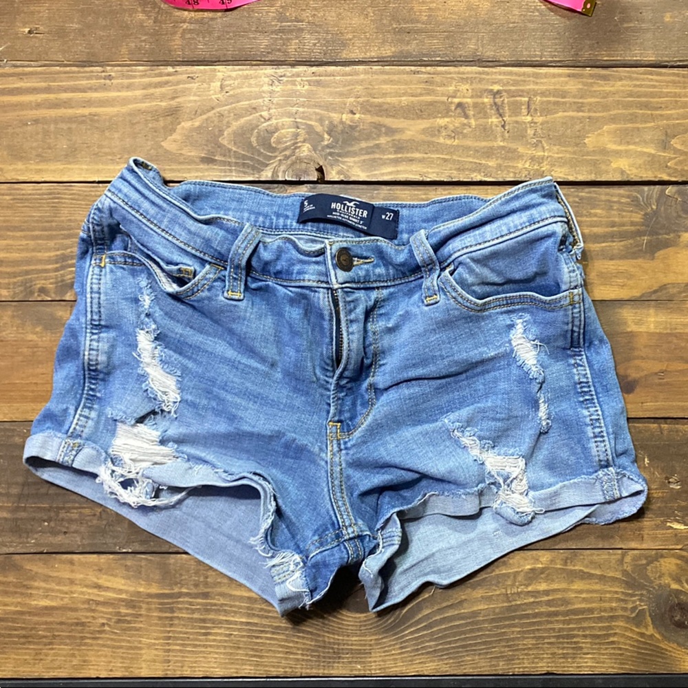 Hollister Blue Distressed Jean Shorts